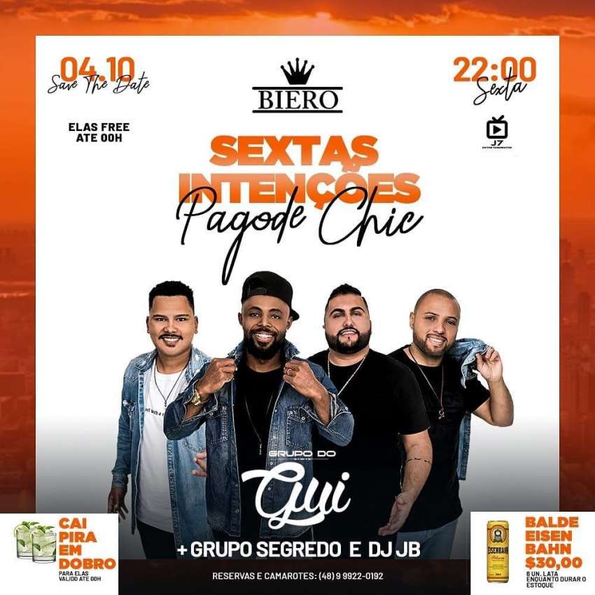 Sextas Intenções Pagode Chic | Biero Rotisserie & Choperia | OndeTemBalada.com Sextas Intenções Pagode Chic | Biero Rotisserie & Choperia | OndeTemBalada.com