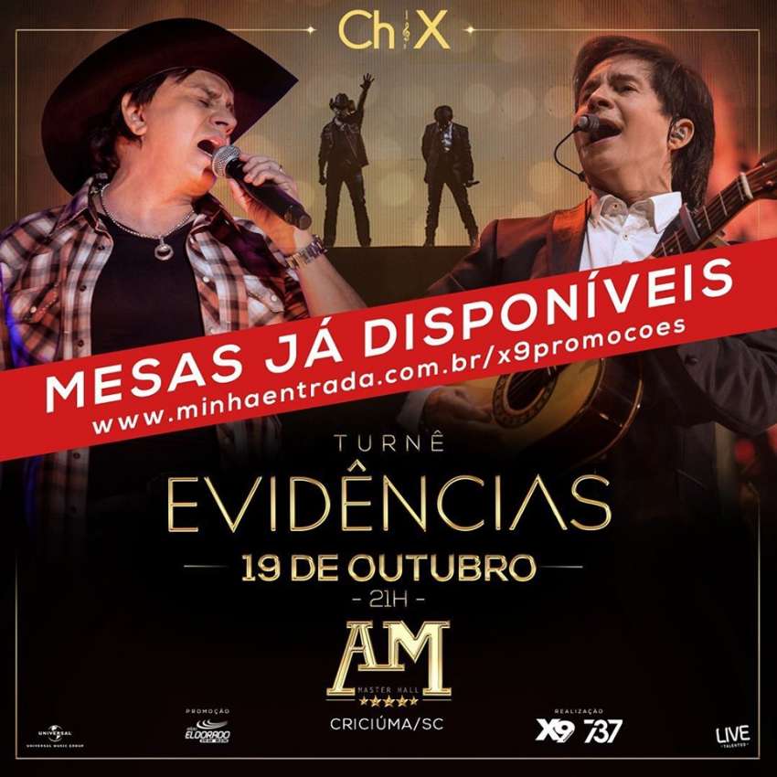 Turnê Evidências | AM Master Hall | OndeTemBalada.com Turnê Evidências | AM Master Hall | OndeTemBalada.com