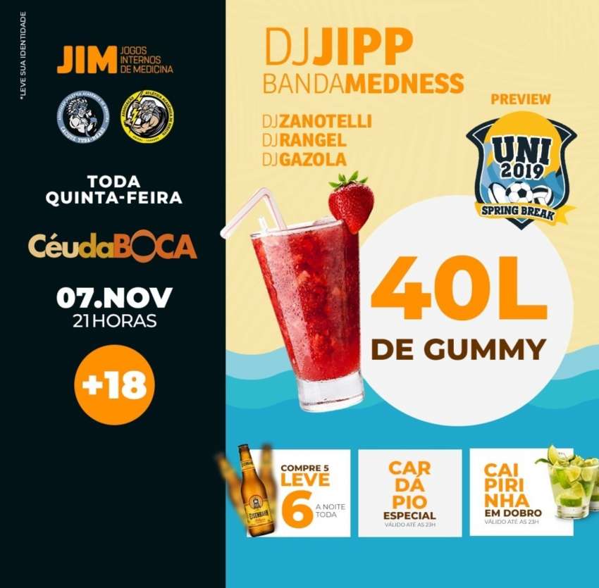 Preview UNI 2019 Spring Break | Céu da Boca | OndeTemBalada.com Preview UNI 2019 Spring Break | Céu da Boca | OndeTemBalada.com