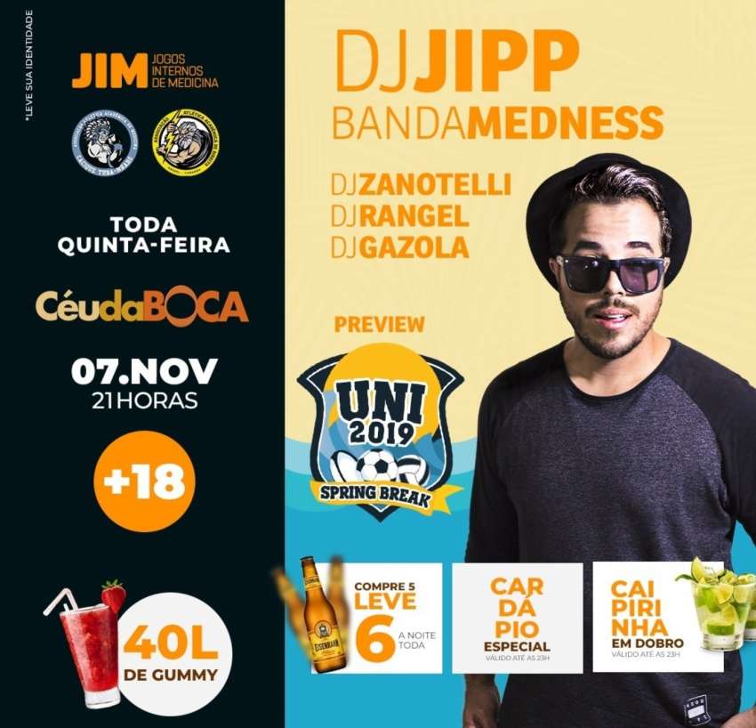 Preview UNI 2019 Spring Break | Céu da Boca | OndeTemBalada.com Preview UNI 2019 Spring Break | Céu da Boca | OndeTemBalada.com
