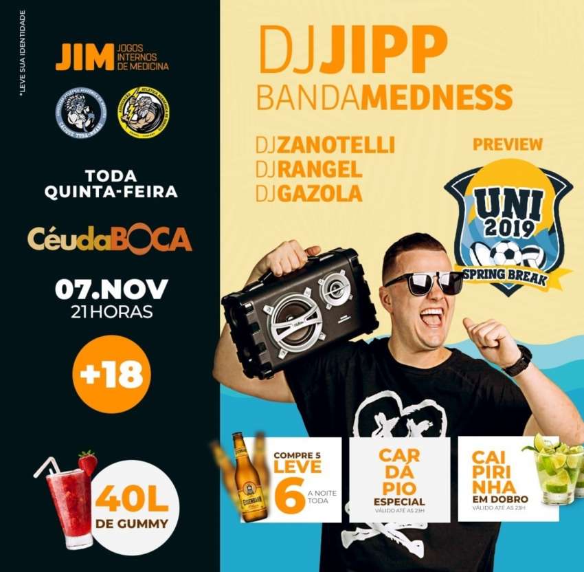 Preview UNI 2019 Spring Break | Céu da Boca | OndeTemBalada.com Preview UNI 2019 Spring Break | Céu da Boca | OndeTemBalada.com