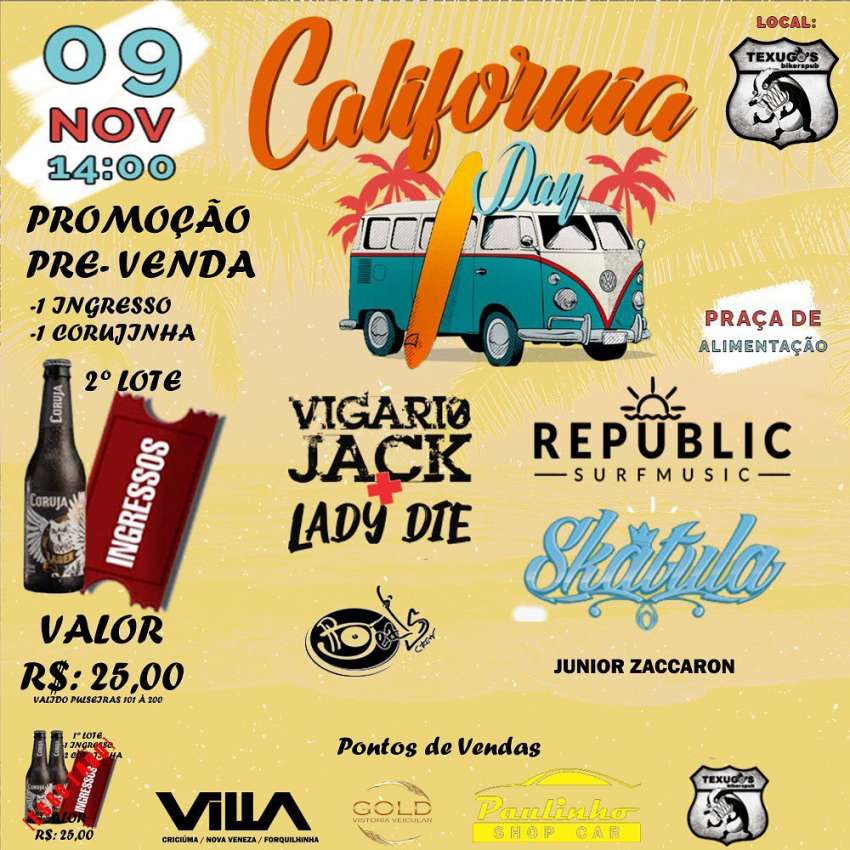 California Day | Texugo Biker's Pub | OndeTemBalada.com California Day | Texugo Biker's Pub | OndeTemBalada.com