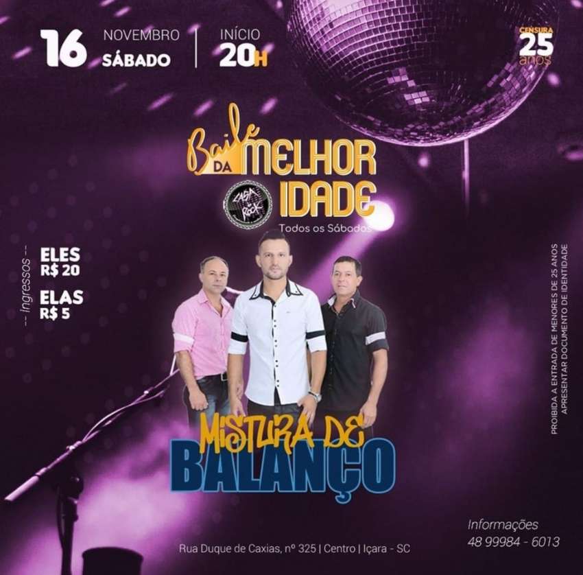 Baile da Melhor Idade  | Casa do Rock | OndeTemBalada.com