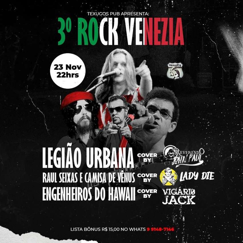 3º Rock Veneza | Texugo Biker's Pub | OndeTemBalada.com 3º Rock Veneza | Texugo Biker's Pub | OndeTemBalada.com
