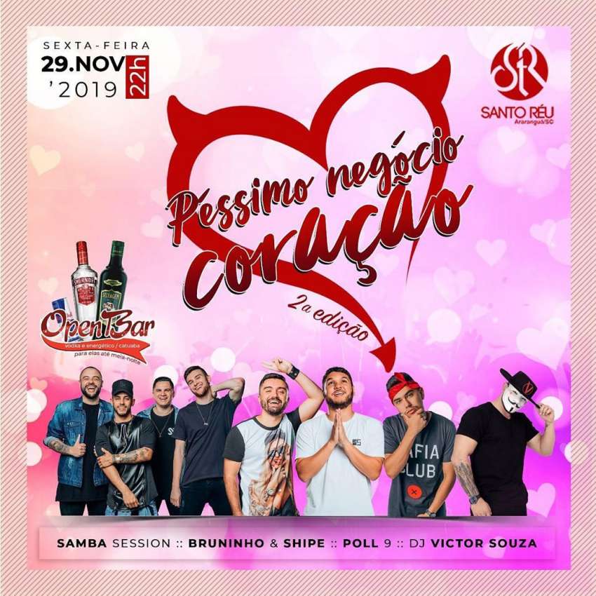 Péssimo Negócio Coração | Santo Réu | OndeTemBalada.com Péssimo Negócio Coração | Santo Réu | OndeTemBalada.com
