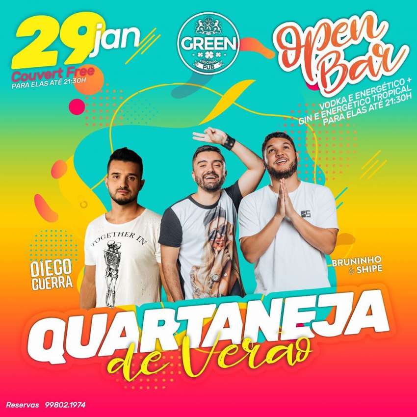 Quartaneja de Verão | Green Original Pub | OndeTemBalada.com Quartaneja de Verão | Green Original Pub | OndeTemBalada.com