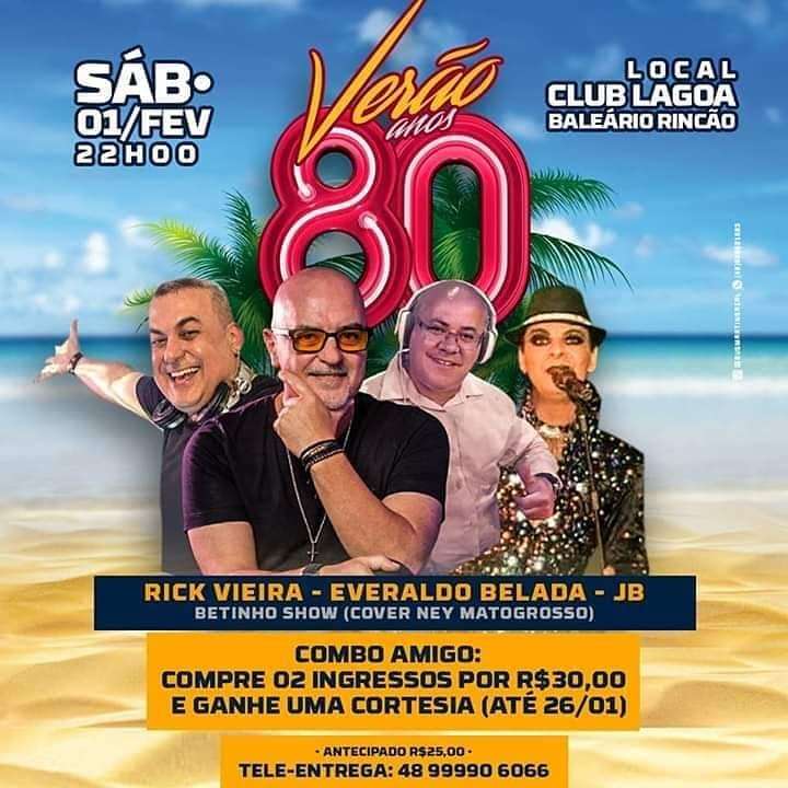 Verão Anos 80 | Club Lagoa | OndeTemBalada.com Verão Anos 80 | Club Lagoa | OndeTemBalada.com