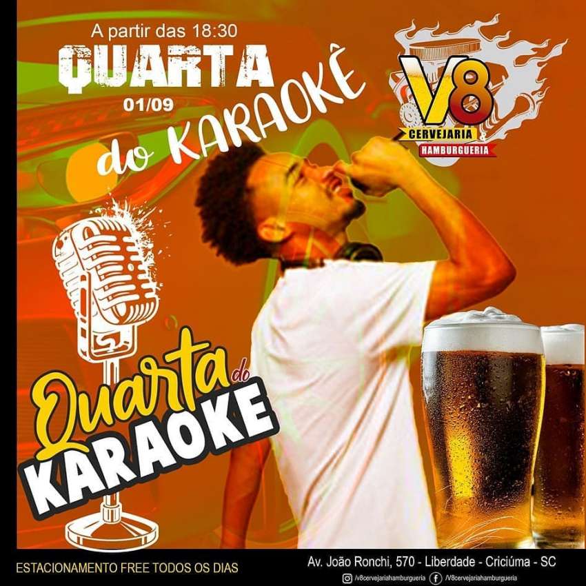 Quarta do Karaokê | V8 Cervejaria e Hamburgueria | OndeTemBalada.com Quarta do Karaokê | V8 Cervejaria e Hamburgueria | OndeTemBalada.com