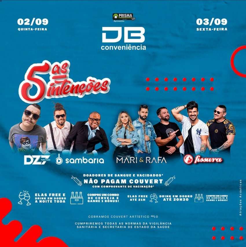 5ªs Intenções | DB Conveniência | OndeTemBalada.com