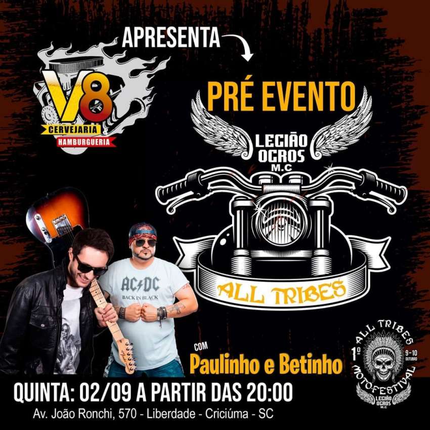 Pré Evento All Tribes | V8 Cervejaria e Hamburgueria  | OndeTemBalada.com