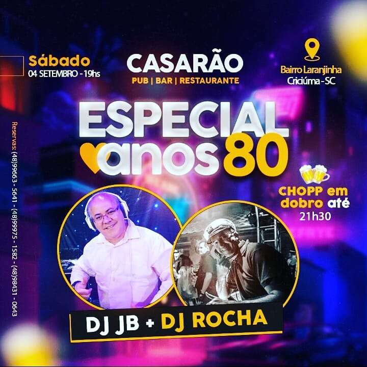 Especial Anos 80 | Recanto do Casarão | OndeTemBalada.com Especial Anos 80 | Recanto do Casarão | OndeTemBalada.com