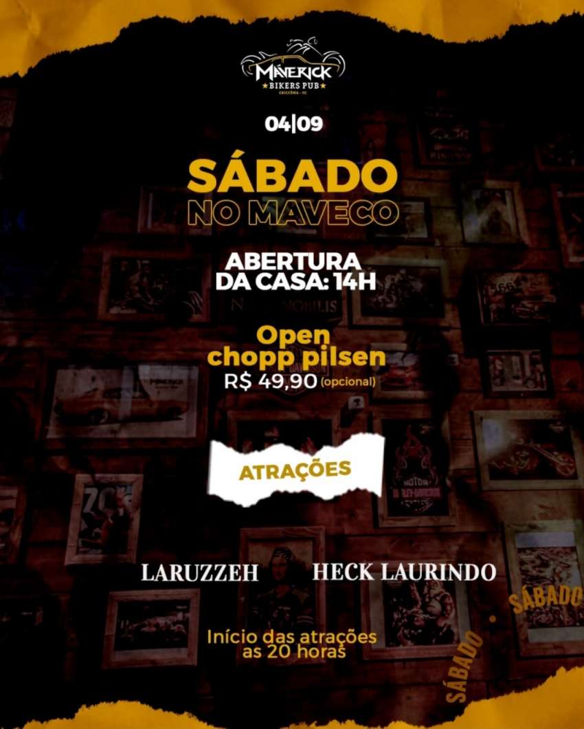Sábado no Maveco | Maverick Bikers Pub | OndeTemBalada.com Sábado no Maveco | Maverick Bikers Pub | OndeTemBalada.com