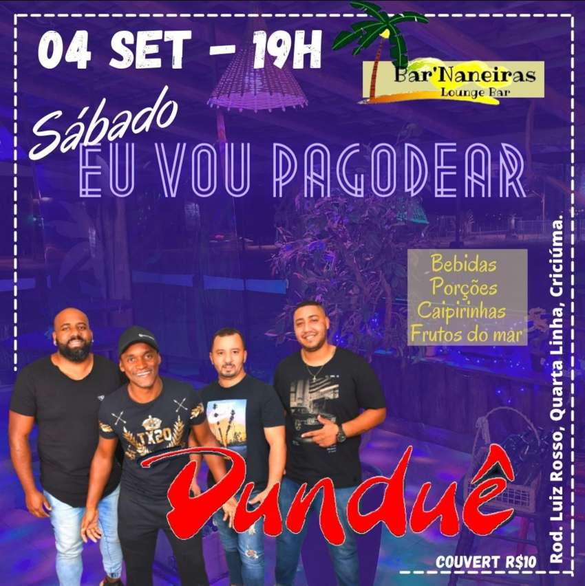 Sábado eu Vou Pagodear | Bar'Naneiras Lounge Bar | OndeTemBalada.com Sábado eu Vou Pagodear | Bar'Naneiras Lounge Bar | OndeTemBalada.com