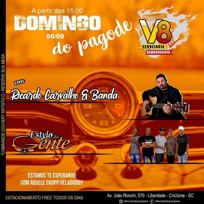 Domingo do Pagode | V8 Cervejaria e Hamburgueria | OndeTemBalada.com Domingo do Pagode | V8 Cervejaria e Hamburgueria | OndeTemBalada.com