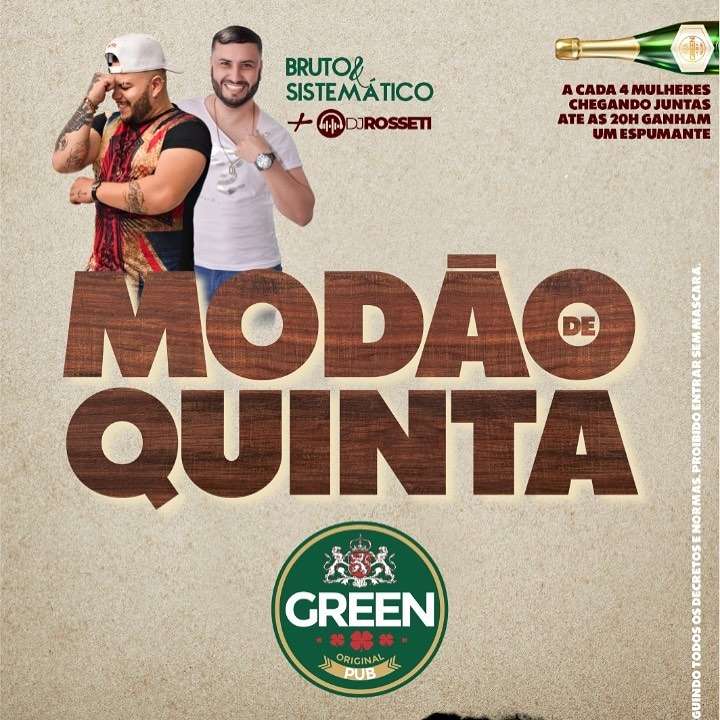 Modão de Quinta | Green Original Pub | OndeTemBalada.com Modão de Quinta | Green Original Pub | OndeTemBalada.com