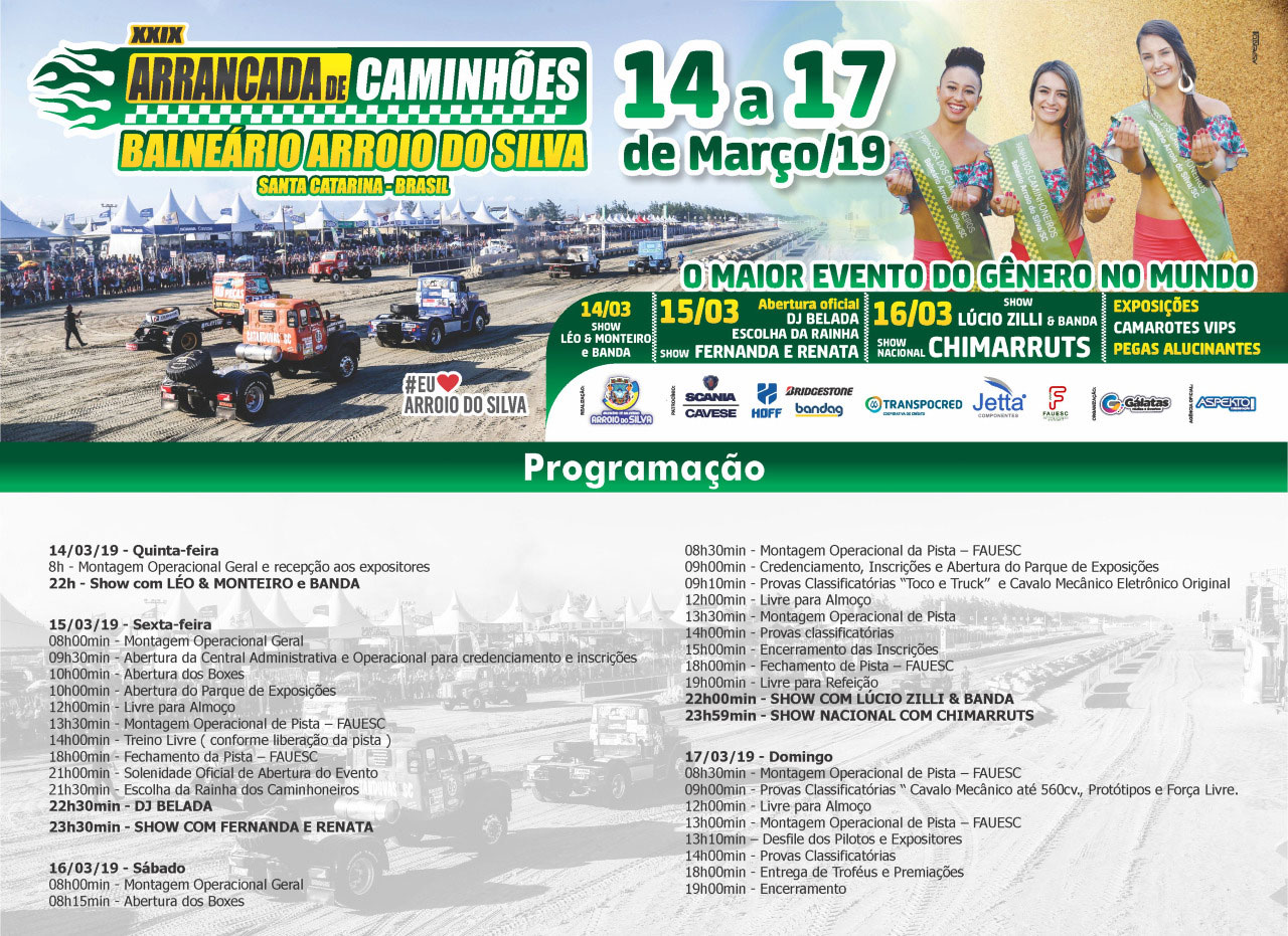 Programação completa da Arrancada de Caminhões 2019